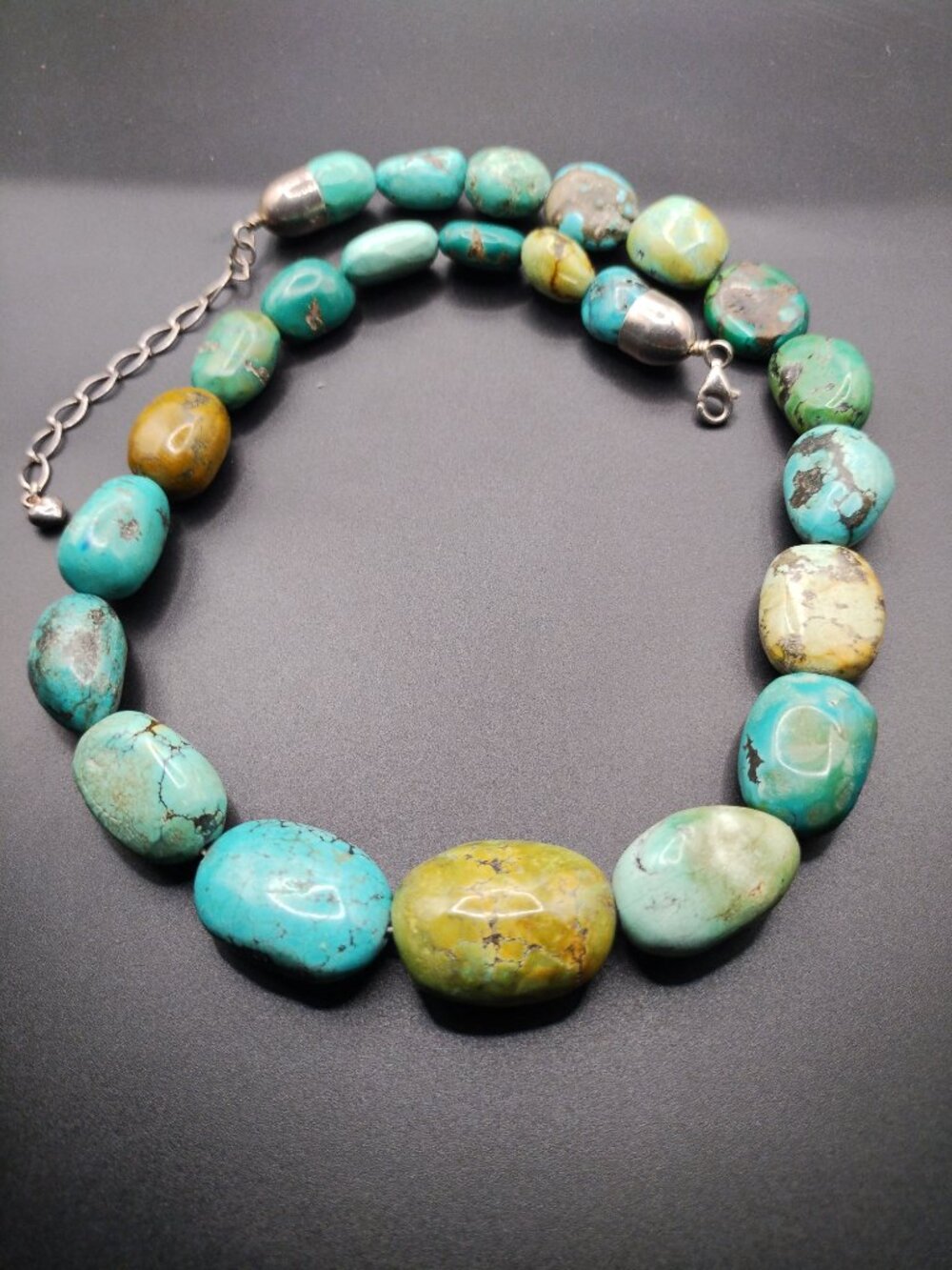 Jay King DTR Hubei Turquoise nugget necklace 925 Sterling Silver Chunky - Picture 9 of 9